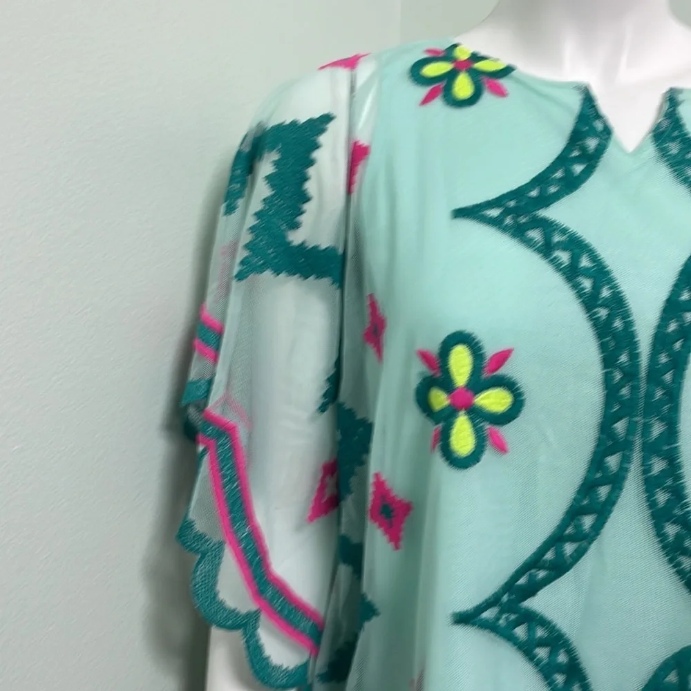 Cat & Jack boho aqua embroidered swimsuit coverup NEW